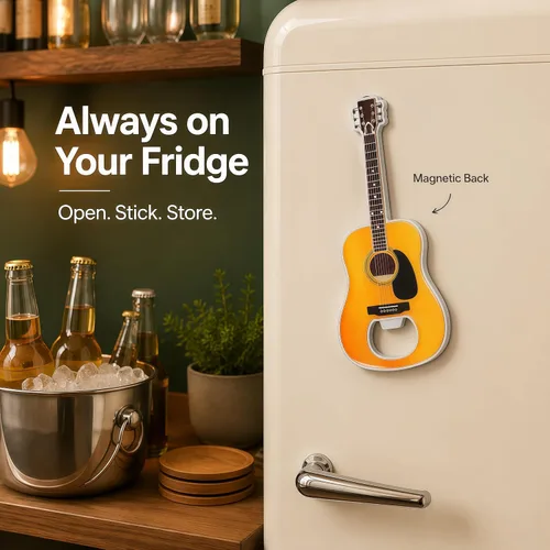 Vista 5 de 1 pieza/set abrebotellas de cerveza con forma de guitarra, regalo para amantes de la música y la guitarra, utensilios de cocina para bebedores