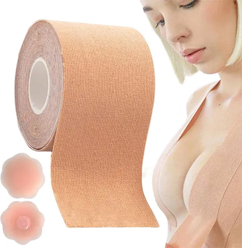 Vista 7 de Xuyuan Boobytape for Breast Lift Elastic and Silicone Backless Nipple Cover Set Bra Tape Boobytape for Breast Lift, Athletic Tape for Large Breast