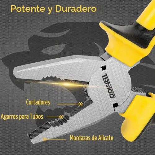Vista 2 de DOWELL Alicates de Liniero - Alicates Combinados con Cortador de 6 Pulgadas, Construcción de Acero al Cromo Níquel de Servicio Pesado y Mango