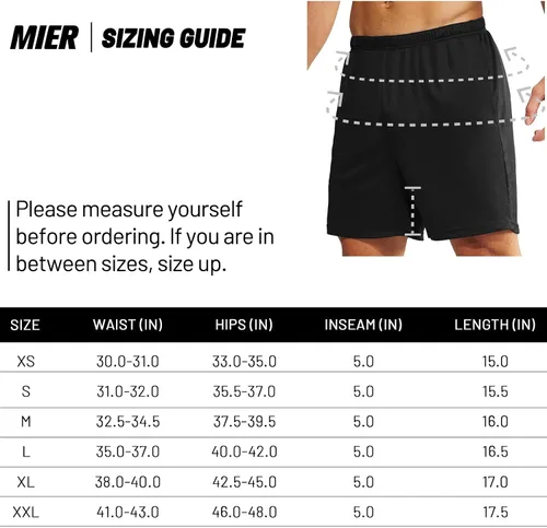 Vista 7 de MIER Pantalones cortos deportivos para hombre, para correr, gimnasio, entrenamiento, 5 pulgadas, de secado rápido, pantalones cortos ligeros