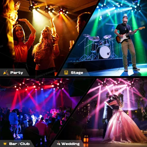 Vista 6 de Dreamland - Luces de DJ con cabeza móvil, LED RGBW, luz de discoteca con rotación y control DMX automático, luces de escenario, iluminación de DJ
