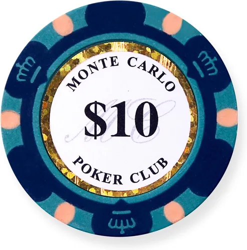 Vista 11 de MRC 50pcs Monte Carlo Poker Club 3-Tone Clay Composite 0.49 oz Heavy Poker Chips