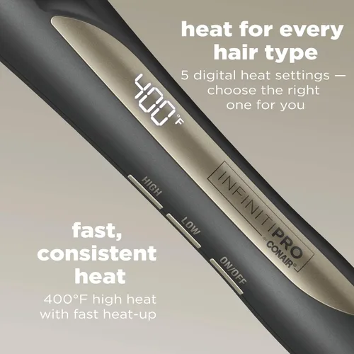 Vista 3 de INFINITIPRO BY CONAIR - Rizador de pelo de cerámica con turmalina de 1.25 pulgadas a 1.9 centímetros, varilla cónica produce ondas de playa