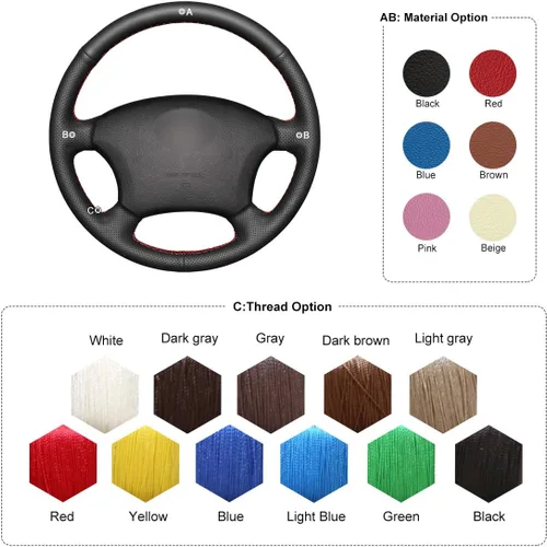Vista 6 de MEWANT Funda para volante para Toyota Tacoma Tundra 4Runner Sienna Highlander Sequoia Land Cruiser Prado 120 Land Cruiser Hilux LS400 GX GX470