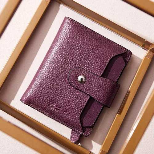 Vista 7 de BOSTANTEN - Billetera de cuero para mujer con bloqueo RFID, pequeña, con cremallera, de bolsillo, para tarjetas, con ventana para documento