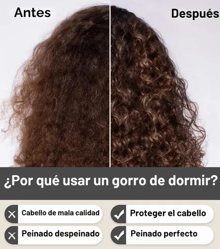 Vista 5 de SECZIPE 2 piezas de cofia de satén de seda para envolver el cabello para dormir, con correa ajustable para cabello rizado, gorras nocturnas Negro