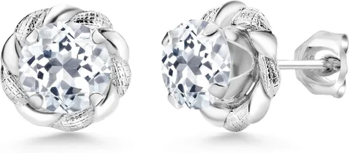 Vista 262 de Gem Stone King Aretes de plata de ley 925 de 0.236 in con piedra natal redonda para mujer