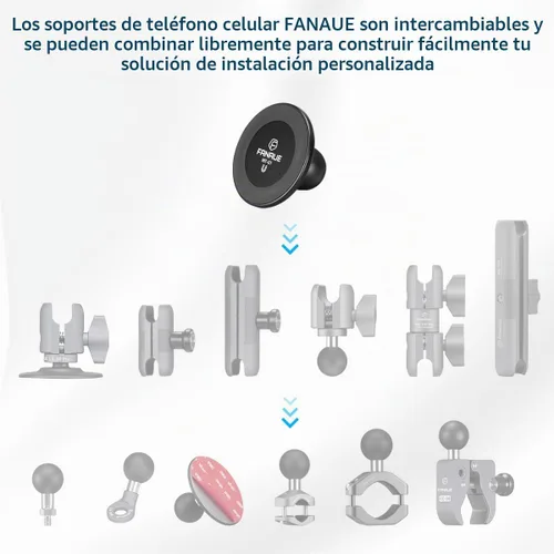 Vista 3 de FANAUE Base de soporte para teléfono celular con cabeza de bola de 1 pulgada, soporte magnético para teléfono compatible con RAM Mount B tamaño 1