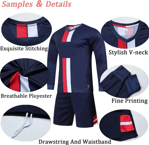Vista 3 de Camiseta de fútbol de portero personalizada para adultosniños, manga larga personalizada y pantalones con logotipo del