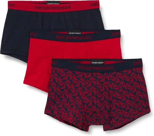 Vista 20 de Emporio Armani Troncos de algodón, paquete de 3 Negro/Blanco/Rojo