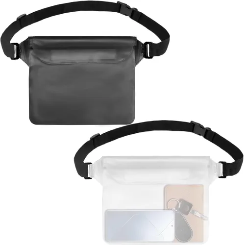 Vista 8 de Riñonera impermeable de 2 piezas, con correa ajustable en la cintura, bolsa impermeable táctil para mantener el teléfono seco y objetos de valor