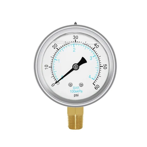 Vista 11 de Joywayus Manómetro de presión 0-30 PSI, latón 1/4" NPT rosca macho montaje inferior, relleno de glicerina, carcasa de acero inoxidable, función