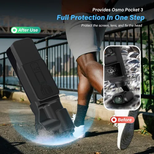 Vista 8 de Funda protectora para DJI Osmo Pocket 3 Creator Combo, Cubierta de cardán portátil con tapa de lente de cámara y protector de pantalla de vidrio