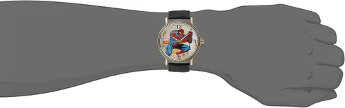 Vista 2 de Marvel W001763 Spider-Man Reloj analógico de cuarzo negro para hombre, Negro -, Movimiento de cuarzo