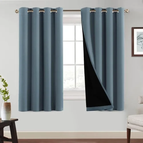Vista 28 de PrinceDeco Cortinas 100% opacas de 54 pulgadas de largo, completamente opacas, tratamiento de ventanas, cortinas forradas con aislamiento térmico