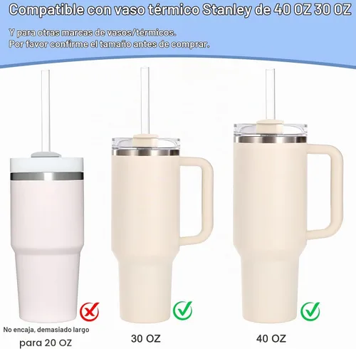 Vista 3 de 12 piezas de pajitas de vidrio de repuesto para Stanley - Compatibles con vasos Stanley de 40 oz y 30 oz, pajitas de vidrio transparentes