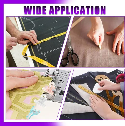Vista 7 de Swpeet Kit de 48 herramientas de costura, tiza de sastres, tiza de tela de coser, lápices de tela de coser, herramienta de regla de costura