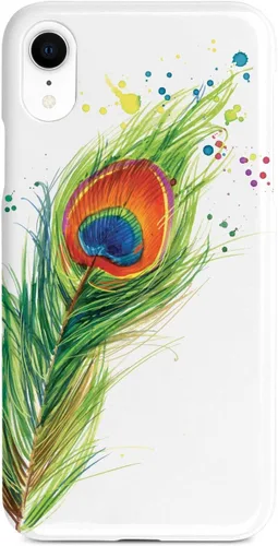 Vista 11 de Inspired Cases - Compatible con iPhone Xs Max - Funda protectora con textura 3D para Apple iPhone Xs Max - Plumas de pavo real acuarela