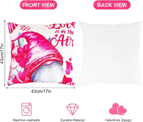 Vista 2 de Fundas de almohada de San Valentín, fundas de almohada de San Valentín de 17 x 17 pulgadas, juego de 4 corazones, camión, boda, decoración para sofá