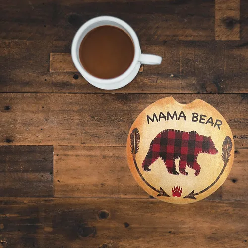 Vista 3 de Needzo Mama Bear - Posavasos para bebida, bonitos y absorbentes para mamá, juego de 2 posavasos para mamá