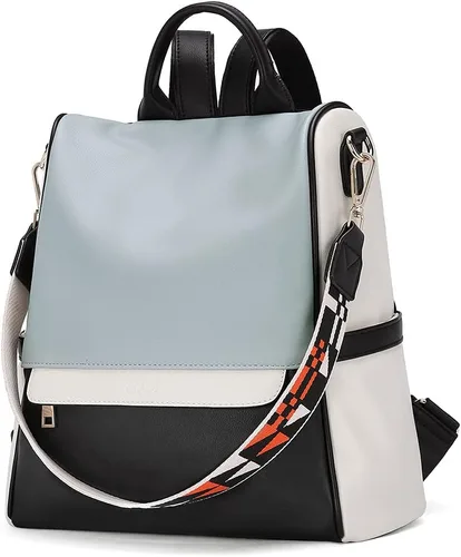 Vista 2 de Bolso de hombro tipo mochila de cuero para mujer, diseño grande y a la moda, para viajes