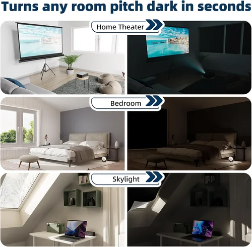 Vista 4 de NIGHTON Cortinas 100% opacas para dormitorio, persianas opacas sin taladrar con cinta de velcro mejorada, cortinas opacas portátiles para cubrir
