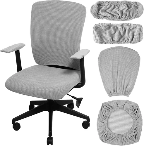 Vista 20 de Tallew Juego de 4 fundas protectoras universales para sillas de oficina, fundas de asiento elásticas para sillas de oficina, fundas para Negro