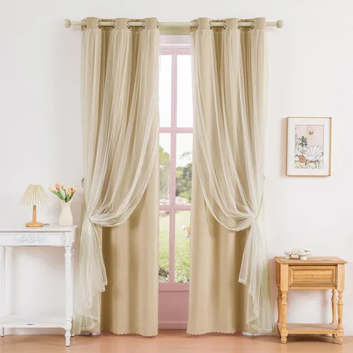 Vista 22 de Anytime Cortinas opacas y transparentes para ventana, par de paneles de cortinas lisas con ojales en la parte superior, 35 pulgadas de ancho x 63