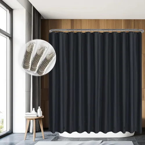 Vista 46 de Barossa Design - Forro de cortina estrecho de PEVA para ducha, con 3 imanes, impermeable, para cabina de baño pequeña, sin PVC, ojales metálicos