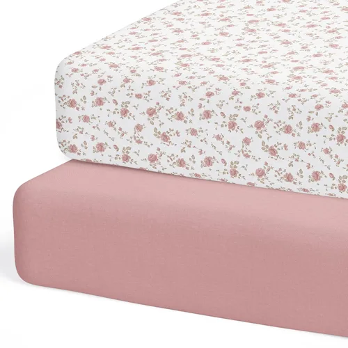 Vista 22 de Sábanas de cuna neutrales - Sábanas bajeras ajustadas para cuna de bebé para niña y niño - 2 unidades para colchón estándar y de niños pequeños