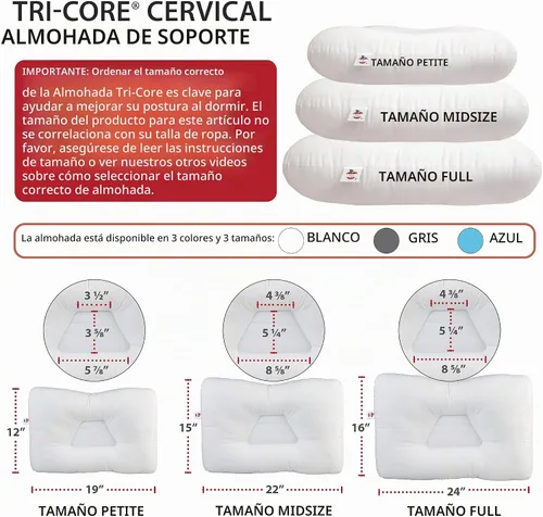 Vista 8 de Almohada cervical ergonómica Tri-Core para alivio del dolor de cuello Azul