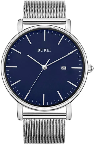 Vista 24 de BUREI Relojes de pulsera para hombre, relojes minimalistas de moda, analógicos de cuarzo, impermeables para hombres