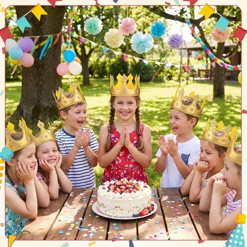 Vista 5 de Yaomiao 44 coronas de espuma de cumpleaños para niños, tiaras de princesa, sombrero de rey, kits de calcomanías de diamantes a granel