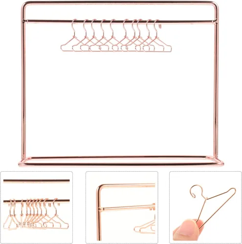 Vista 9 de Toddmomy Perchero en miniatura para muñecas con 10 mini perchas de 5.90 x 4.72 x 2.16 pulgadas, almacenamiento para accesorios de casa de muñecas