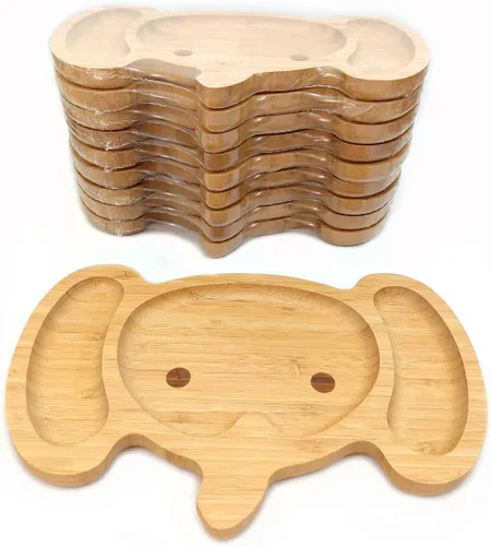 Vista 8 de JB HOME COLLECTION 4919 - Plato de bambú para refrigerios, ecológico, con forma de cara de conejo, 11 x 7.5 pulgadas, 1 unidad