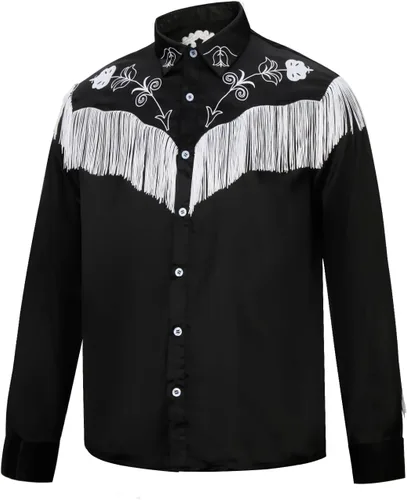 Vista 4 de HLENOK Disfraz de vaquero occidental de Ken para niños, camisa con flecos para niños, muñeca de los años 80 y 90, para Halloween, cosplay, camisa