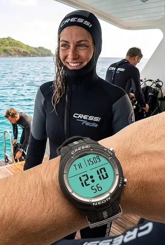 Vista 2 de Cressi Neon Scuba Diving Watch Computer - 4 Programs - Air/Nitrox, Freediving, Gage - Made in Italy, Quality Since 1946 Negro