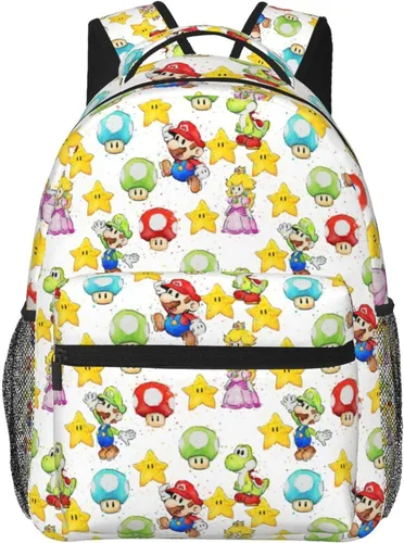 Vista 6 de Dibhhui Mochila para adolescentes de 15.7 pulgadas, mochila de dibujos animados Bros mochila ligera de viaje con personajes bolsa de hombro