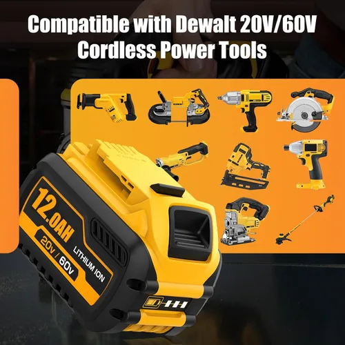 Vista 4 de 2 paquetes de repuesto para batería Dewalt 20V/60V Flexvolt y cargador