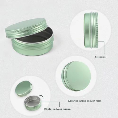 Vista 4 de Paquete de 48 tarros de aluminio de 1 oz, latas de salvamento versátiles pequeños de 1 onza con tapas, lata de metal para bálsamos, especias