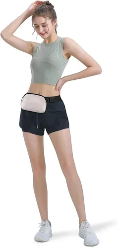 Vista 17 de Cangurera cruzada para mujer, mini bolsa para cinturón de 1 litro con correa ajustable de 32 a 51 pulgadas, bolsa de cintura pequeña para viajes