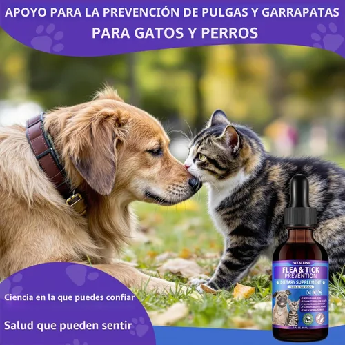 Vista 9 de WEALLIN Soporte para pulgas y garrapatas para perros y gatos con multivitamínico 2.0 fl oz