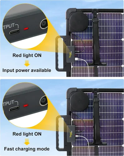 Vista 3 de Controlador de cargador solar portátil para panel solar, entrada DC7909/Anderson 9.6V-32V, 24W USB-A/60W USB-C puerto de salida de carga rápida