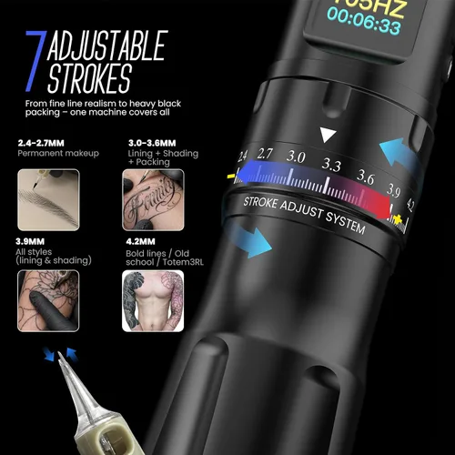 Vista 6 de WORMHOLE PRO AQUILA Kit de pistola de tatuaje inalámbrica 2PCS 1800mAh Negro 3