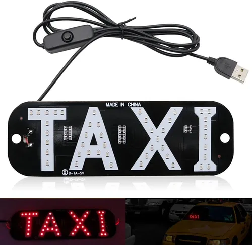 Vista 7 de Luz de señal de taxi botón de encendido/apagado USB, letrero LED brillante para taxi, colocación de ventana de ventosa para taxi automóvil (azul)