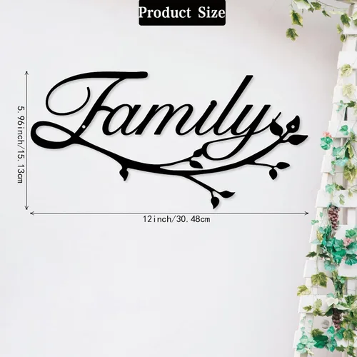 Vista 4 de Letreros familiares de metal, negro, 12 x 7.99 pulgadas, estilo moderno, montaje en pared, perfecto para decoración del hogar, regalos