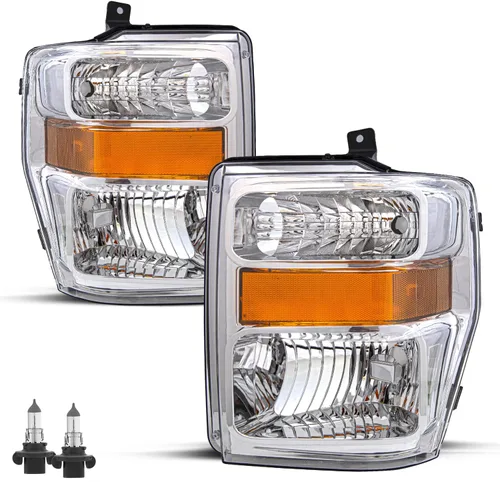 Vista 8 de JSBOYAT Juego de focos delanteros de repuesto con bombillas para Ford F250 F350 F450 F550 Super Duty 2008-2010. Carcasa negra con reflector