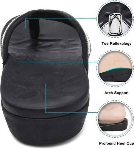 Vista 5 de Orkii Sandalias ortopédicas para mujer para pies con fascitis plantar, las mejores sandalias ortopédicas con soporte de arco, cómodas sandalias