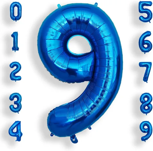 Vista 50 de AULE Globos grandes de 40 pulgadas con números 0 azules, globos grandes de números de aluminio, decoraciones de fiesta de cumpleaños de helio