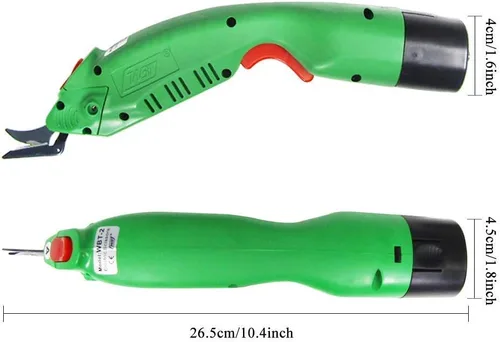 Vista 2 de MXBAOHENG WBT-2 Tijeras eléctricas para cortar tela, cartón y fibra de vidrio Tijeras inalámbricas de costura con 2 cuchillas y baterías grandes